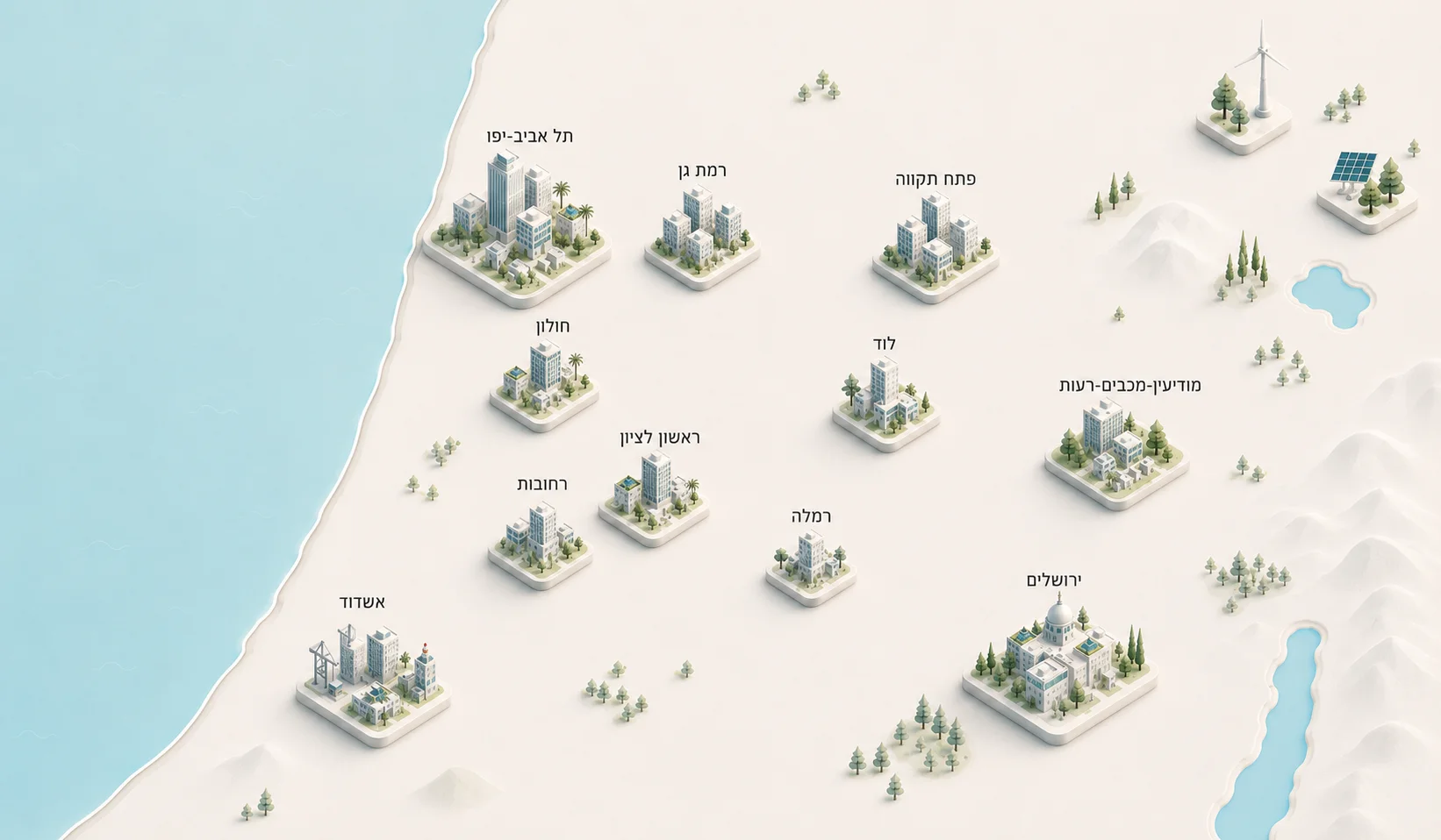 מפת ישראל - אזור מרכז
